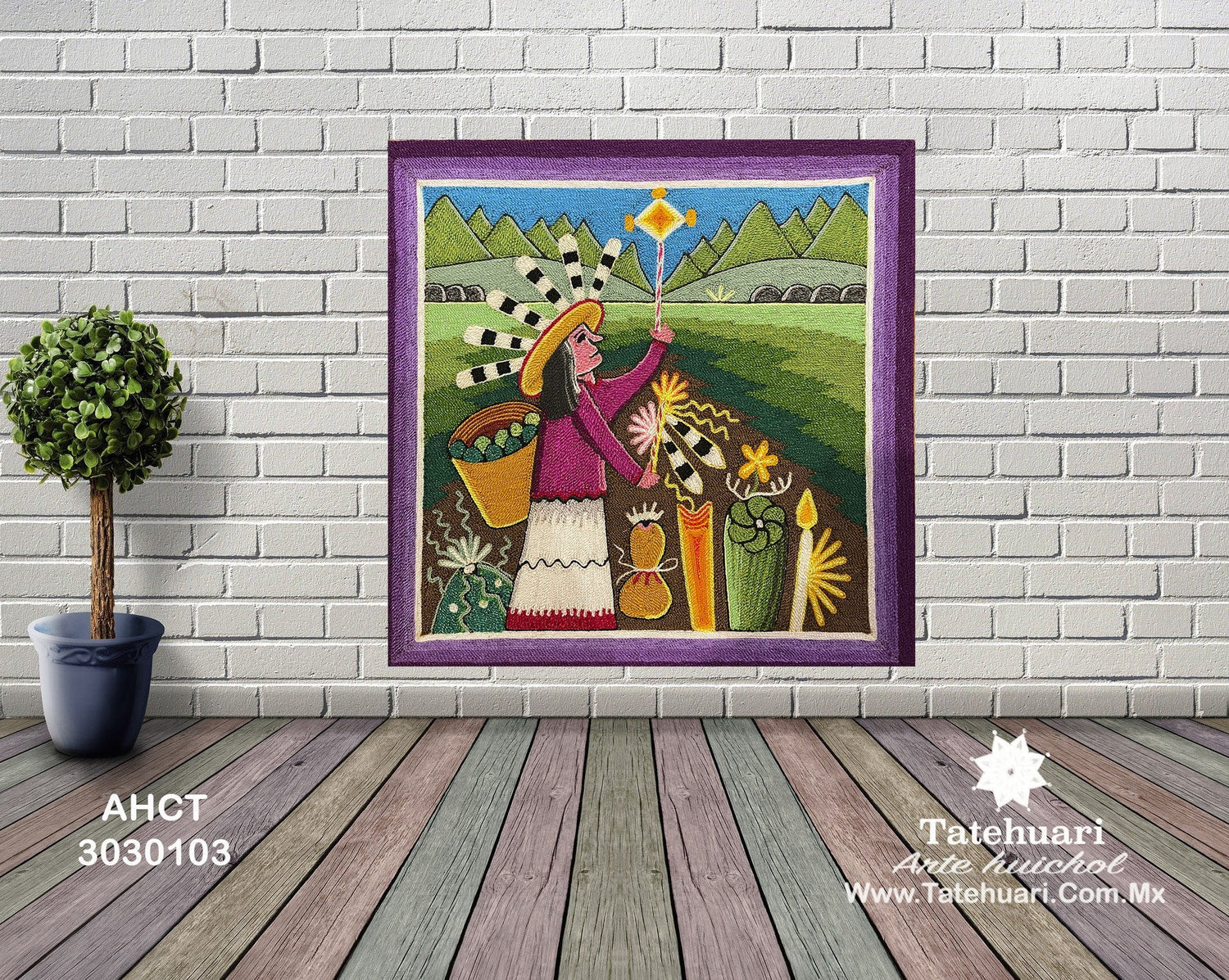 Cuadro de Estambre 3030103 - TATEHUARI, arte huichol