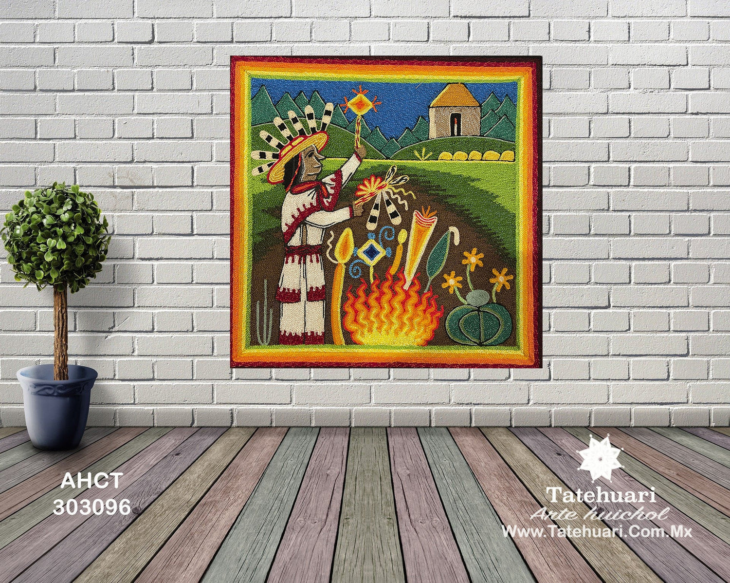 Cuadro de Estambre 303096 - TATEHUARI, arte huichol