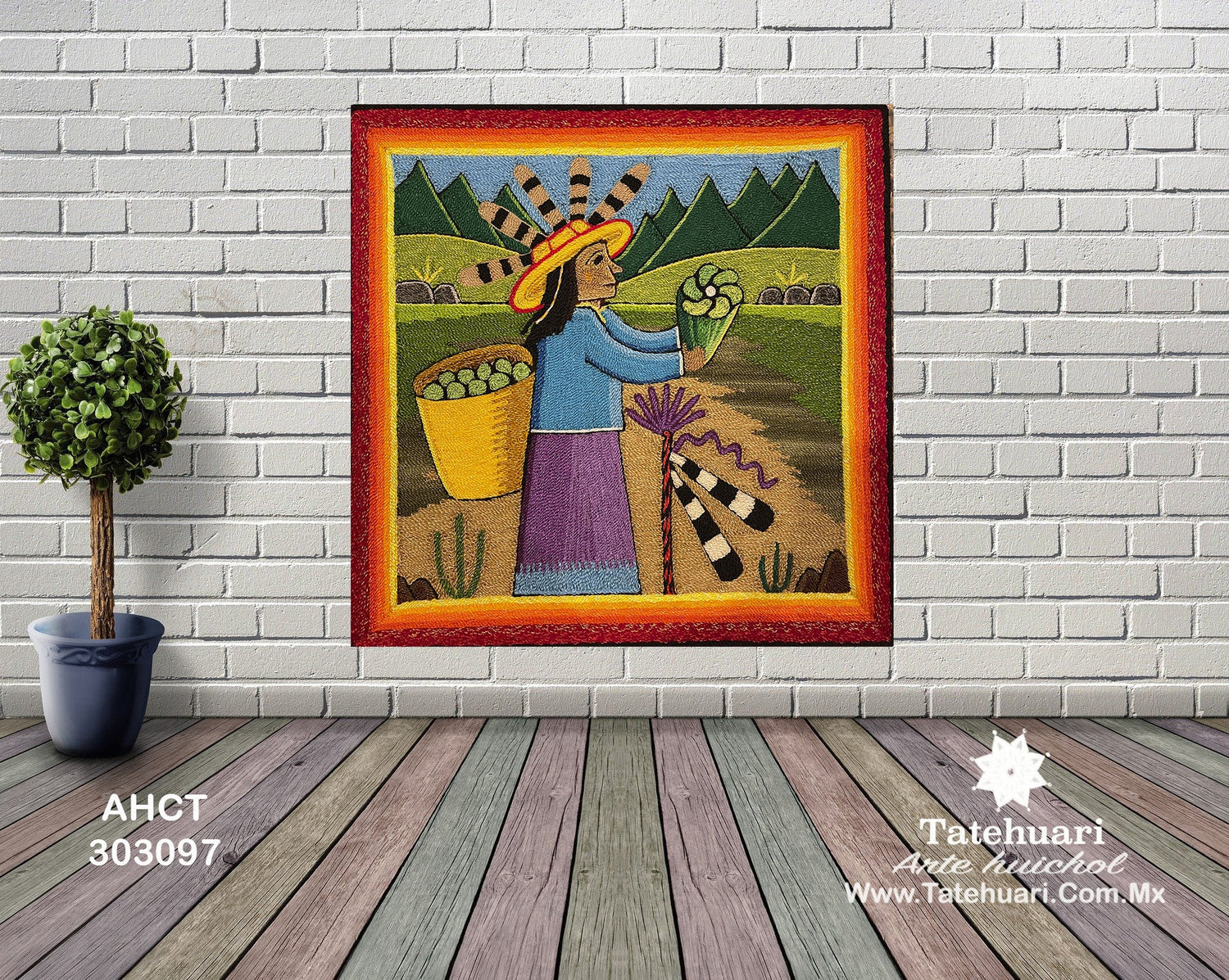 Cuadro de Estambre 303097 - TATEHUARI, arte huichol