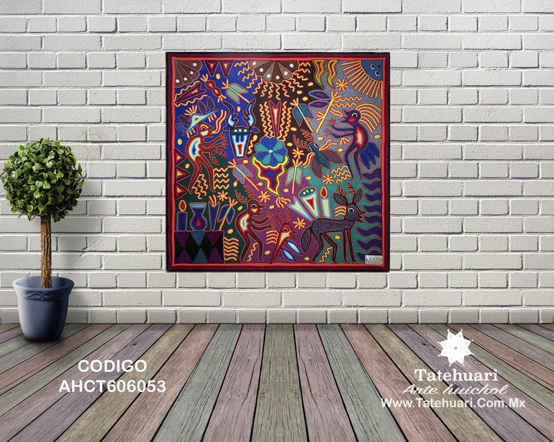 Cuadro o Tabla de Estambre AHCT606053 - TATEHUARI, arte huichol