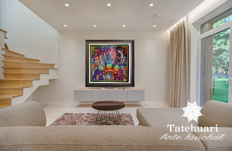 Cuadro o Tabla de Estambre AHCT606050 - TATEHUARI, arte huichol