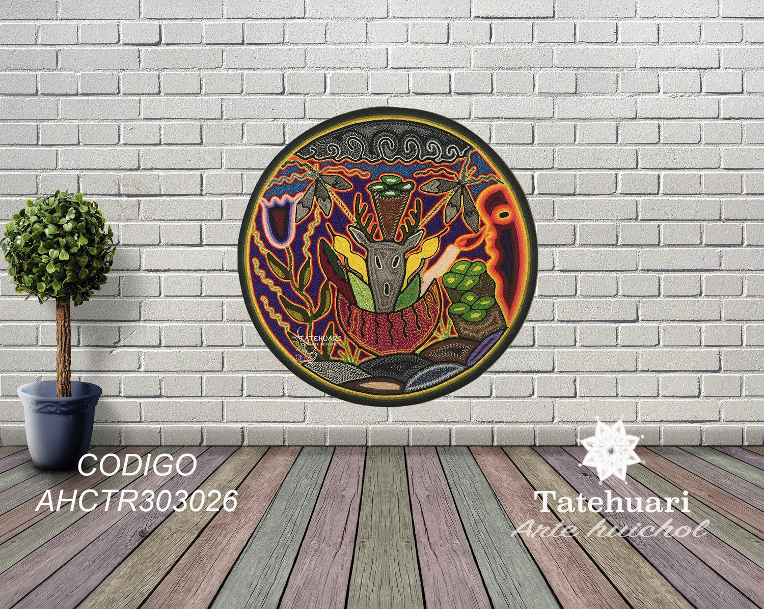 Cuadro de Estambre 303026 - TATEHUARI, arte huichol
