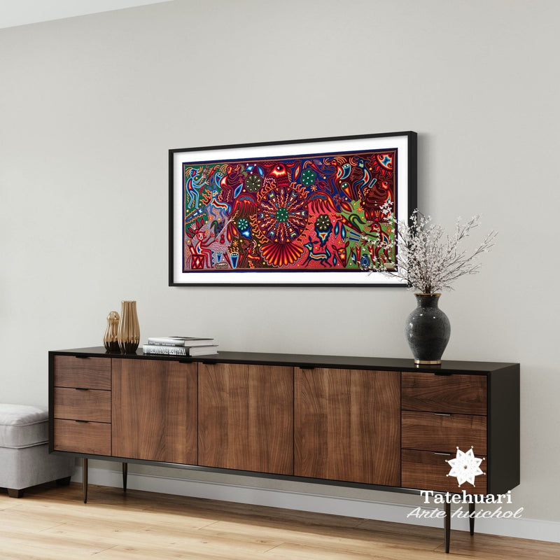 Cuadro o Tabla de Estambre 60 X 120 cms - TATEHUARI, arte huichol