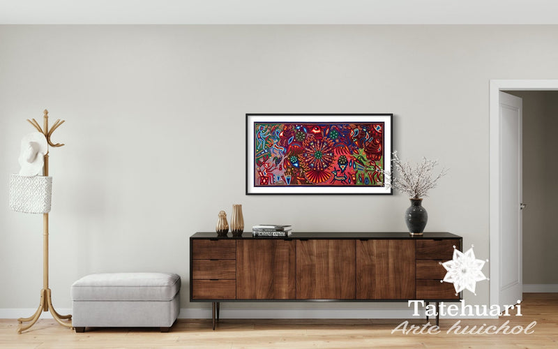 Cuadro o Tabla de Estambre 60 X 120 cms - TATEHUARI, arte huichol