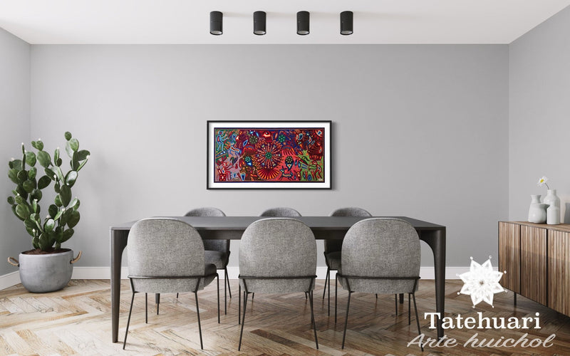 Cuadro o Tabla de Estambre 60 X 120 cms - TATEHUARI, arte huichol
