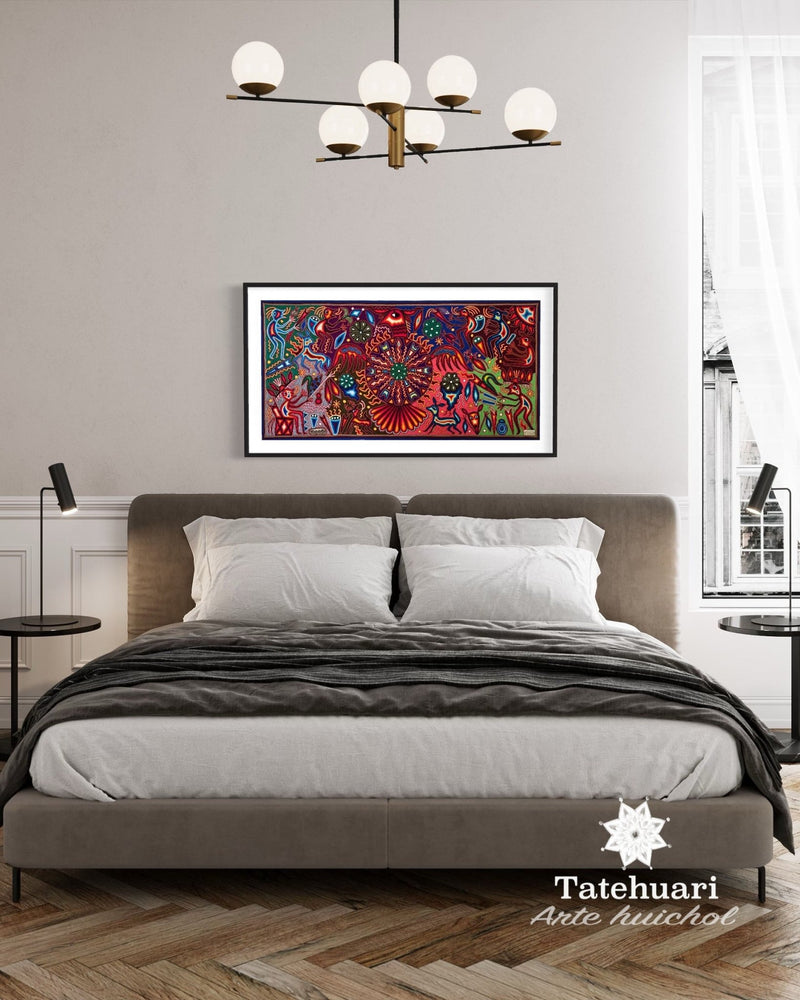 Cuadro o Tabla de Estambre 60 X 120 cms - TATEHUARI, arte huichol