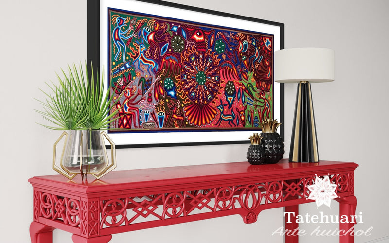 Cuadro o Tabla de Estambre 60 X 120 cms - TATEHUARI, arte huichol