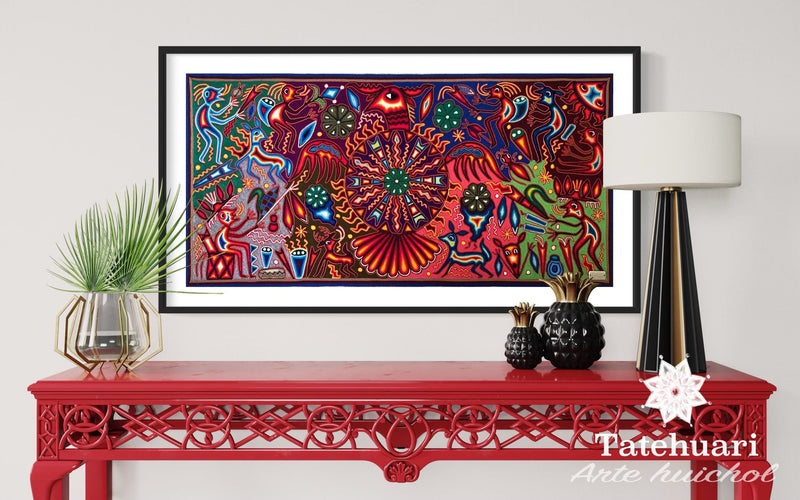 Cuadro o Tabla de Estambre 60 X 120 cms - TATEHUARI, arte huichol
