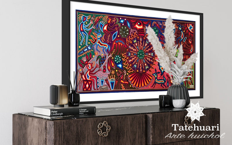 Cuadro o Tabla de Estambre 60 X 120 cms - TATEHUARI, arte huichol
