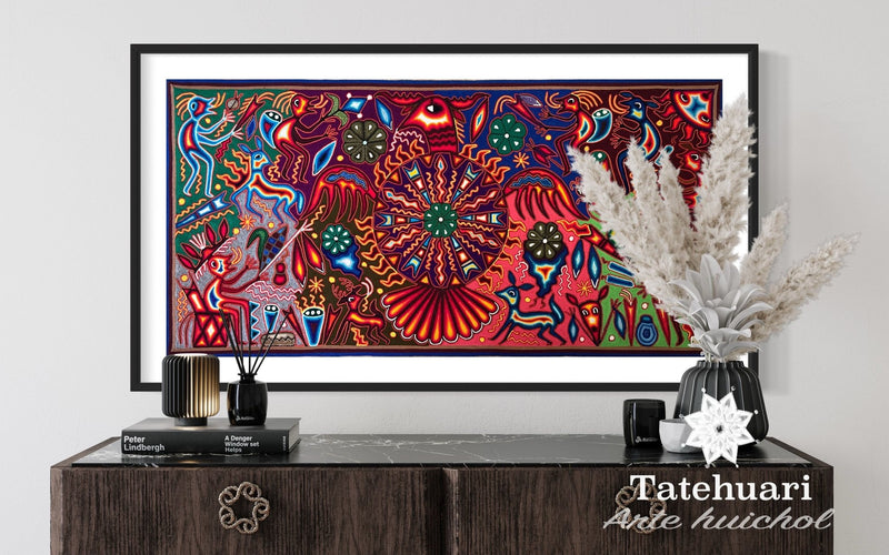Cuadro o Tabla de Estambre 60 X 120 cms - TATEHUARI, arte huichol
