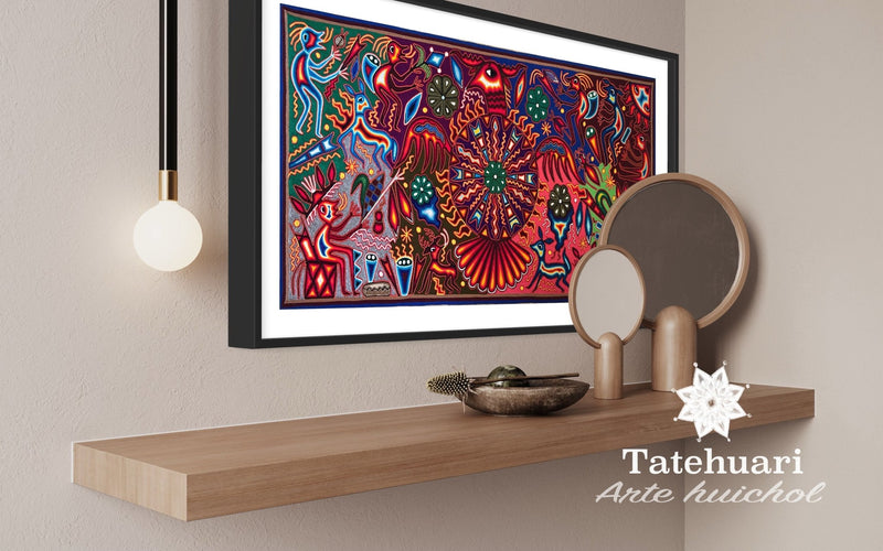 Cuadro o Tabla de Estambre 60 X 120 cms - TATEHUARI, arte huichol