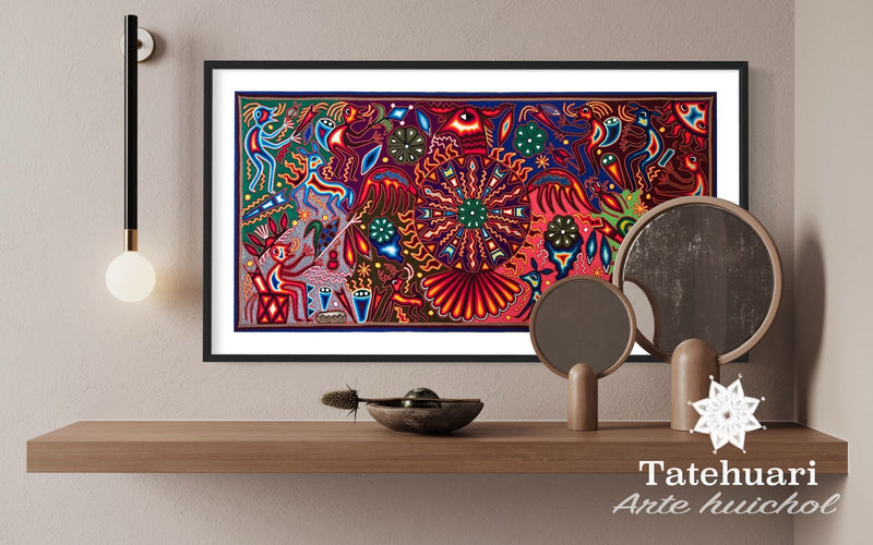 Cuadro o Tabla de Estambre 60 X 120 cms - TATEHUARI, arte huichol