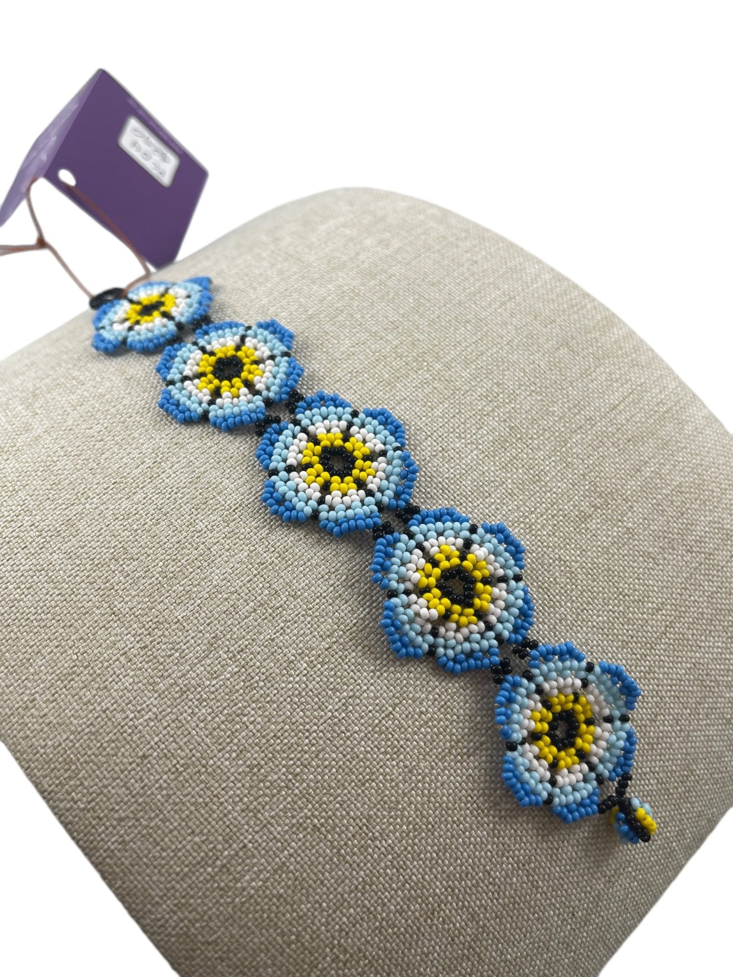 Bracelet de perles PC04fleursbleues