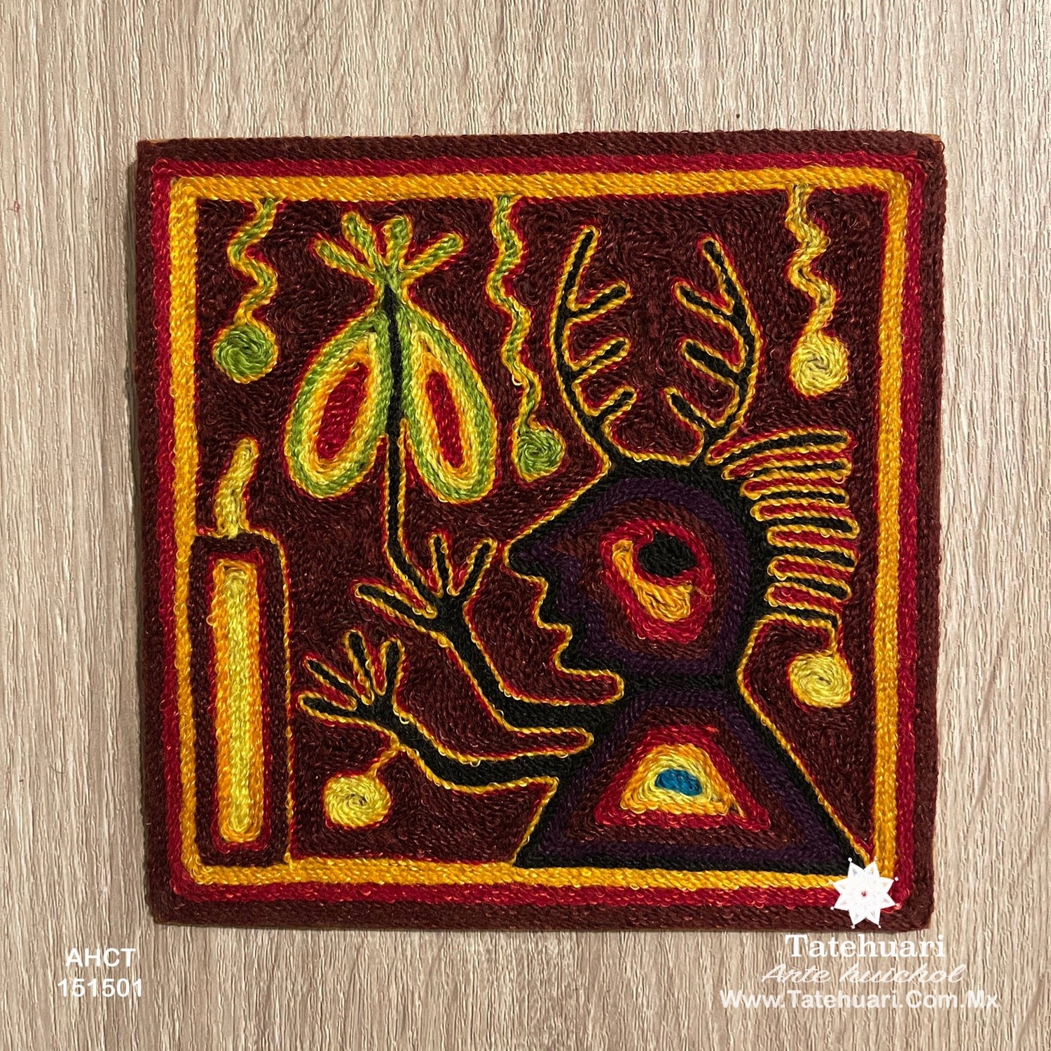 Cuadro o Tabla de Estambre 15 X 15 cms - TATEHUARI, arte huichol