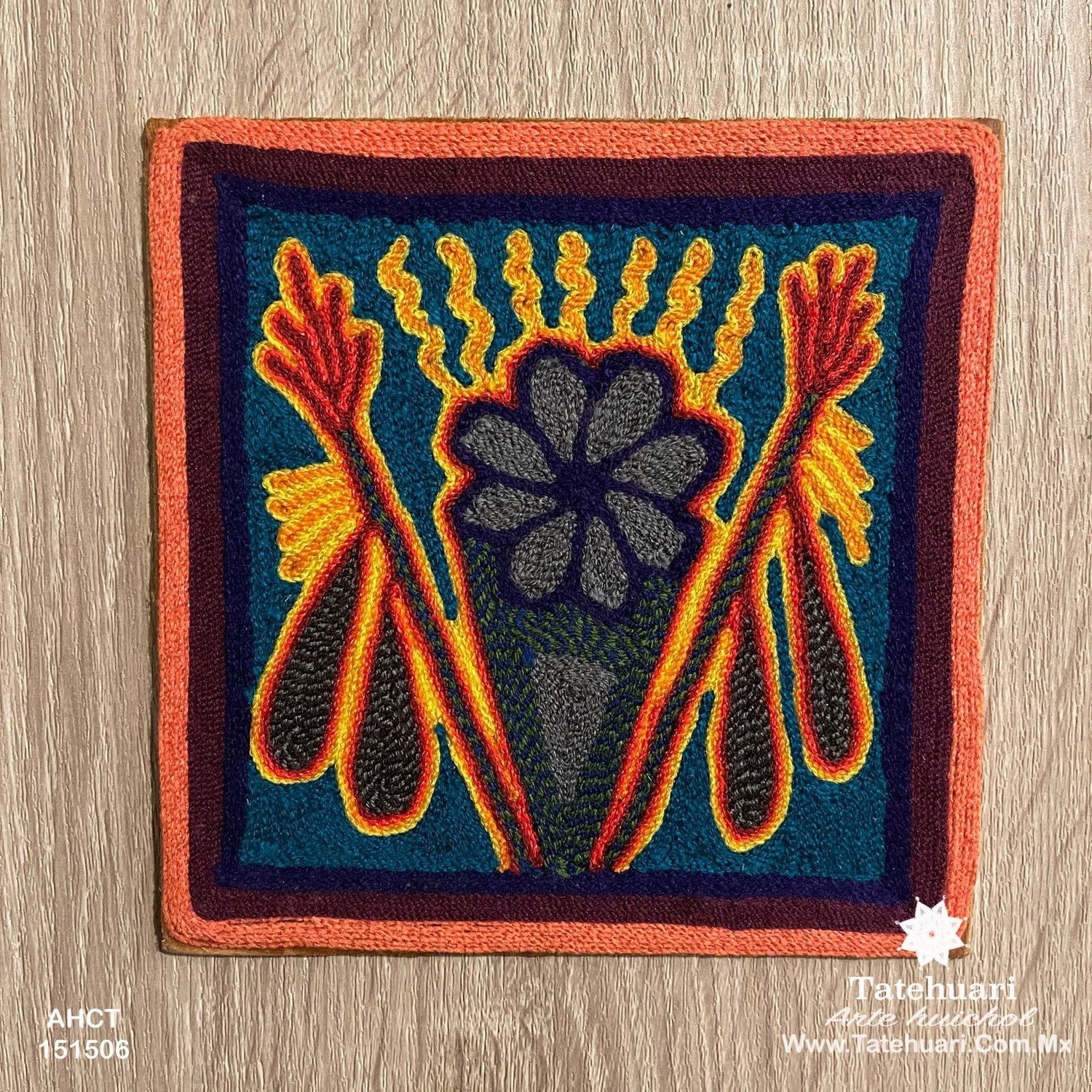 Cuadro o Tabla de Estambre 15 X 15 cms - TATEHUARI, arte huichol