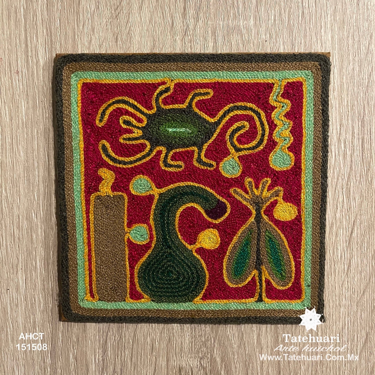 Cuadro o Tabla de Estambre 15 X 15 cms - TATEHUARI, arte huichol
