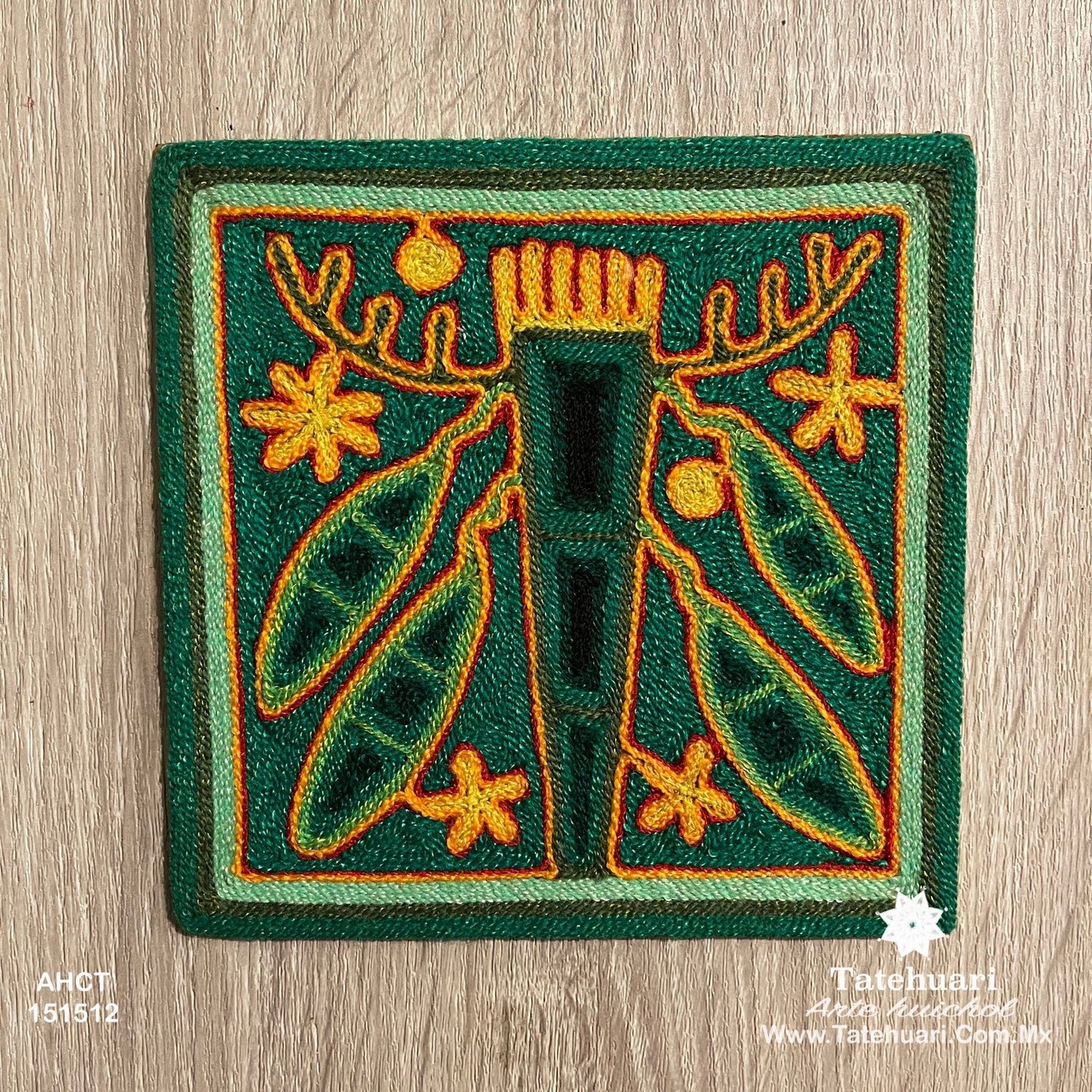 Cuadro o Tabla de Estambre 15 X 15 cms - TATEHUARI, arte huichol