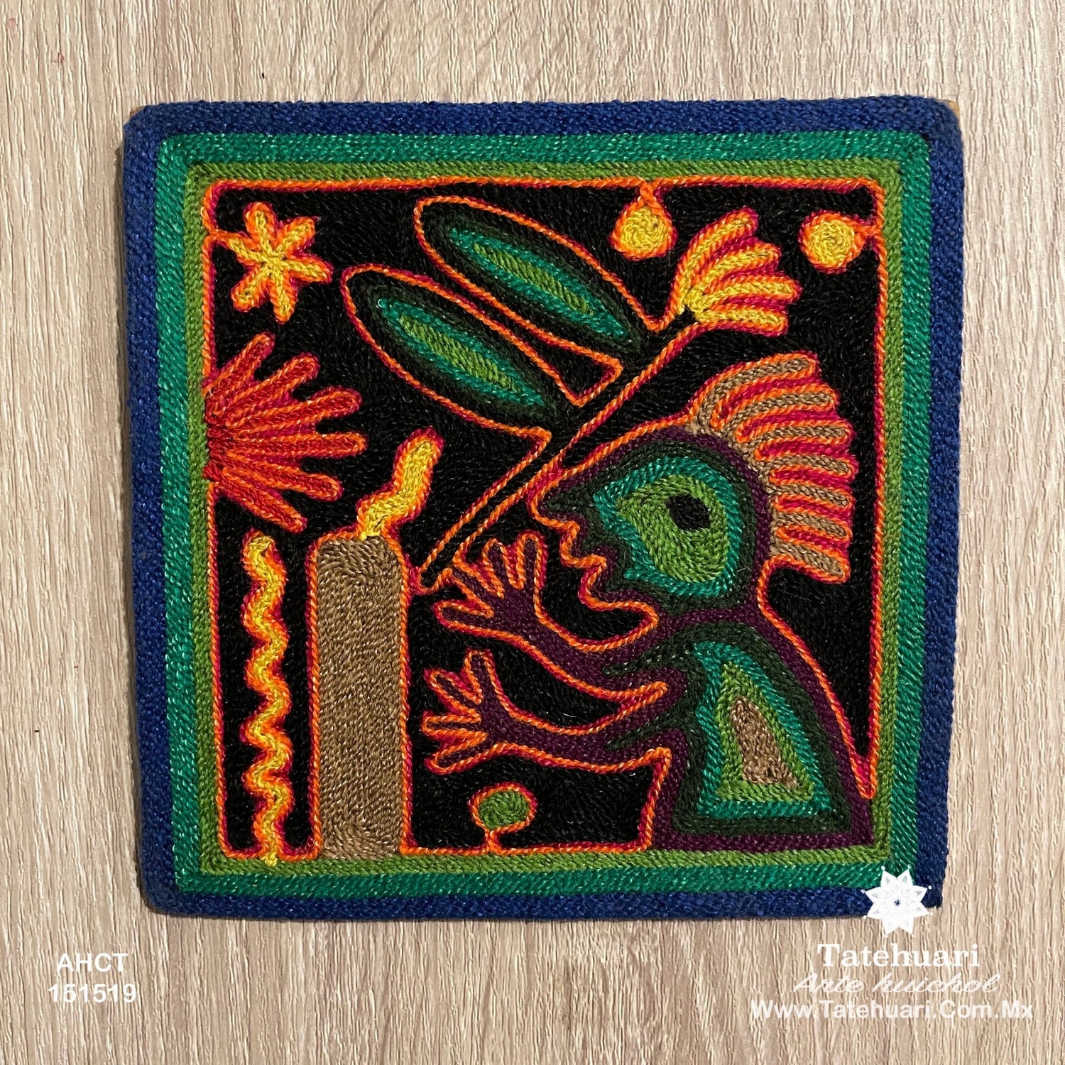 Cuadro o Tabla de Estambre 15 X 15 cms - TATEHUARI, arte huichol