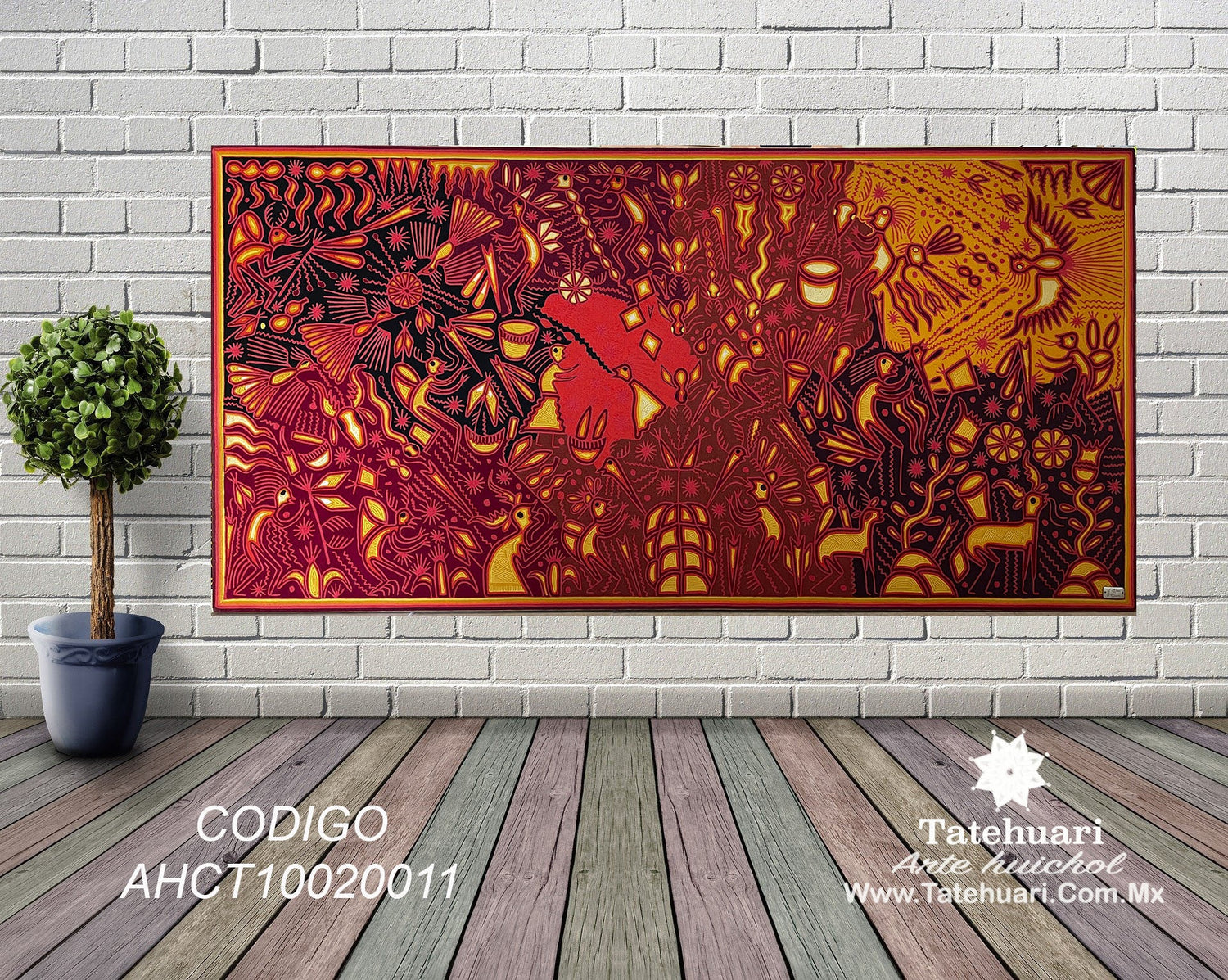 Cuadro o Tabla de Estambre 100 x 200 cms - TATEHUARI, arte huichol