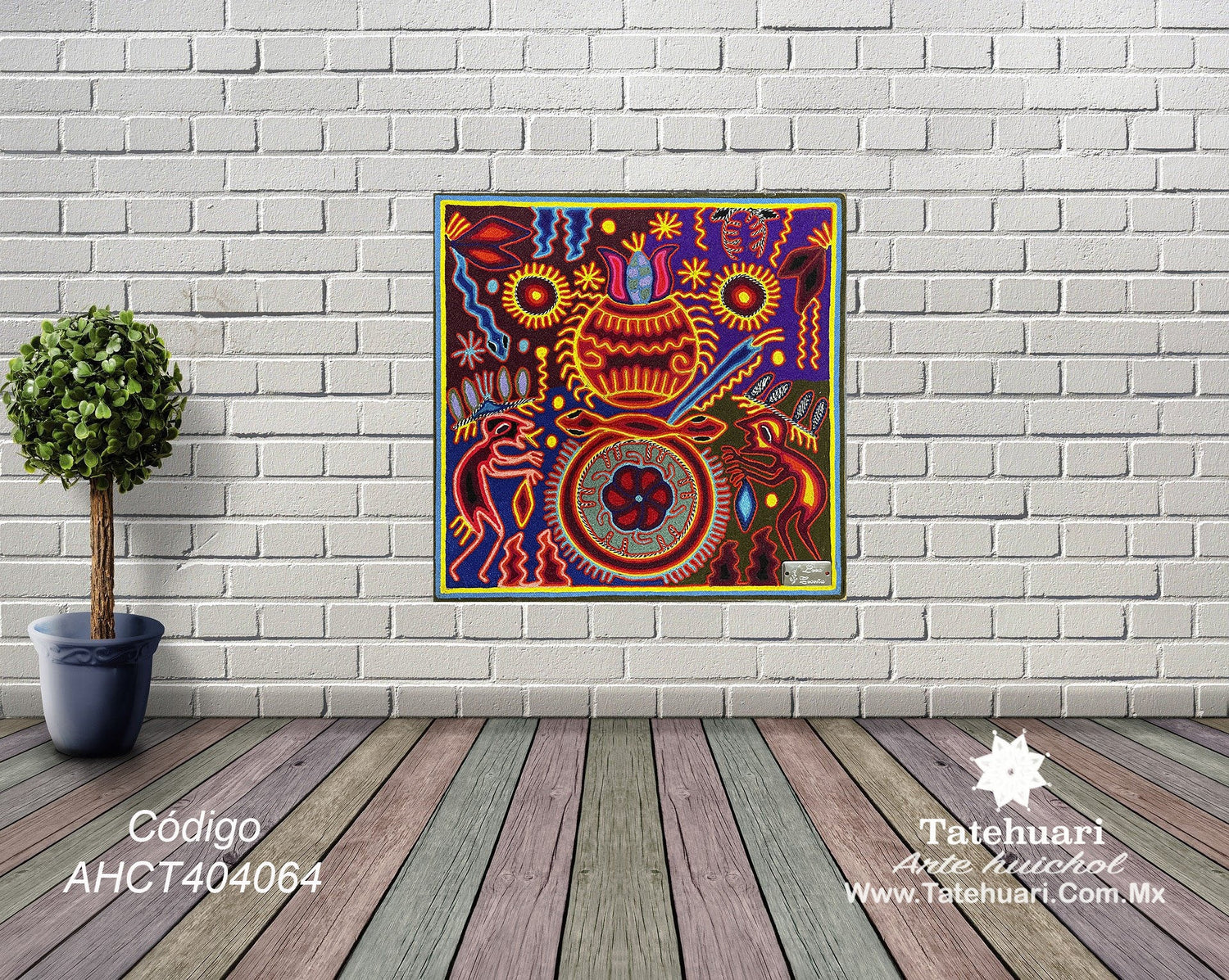 Cuadro o Tabla de Estambre 40 X 40 cms - TATEHUARI, arte huichol