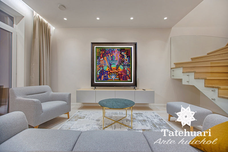 Cuadro o Tabla de Estambre AHCT606050 - TATEHUARI, arte huichol