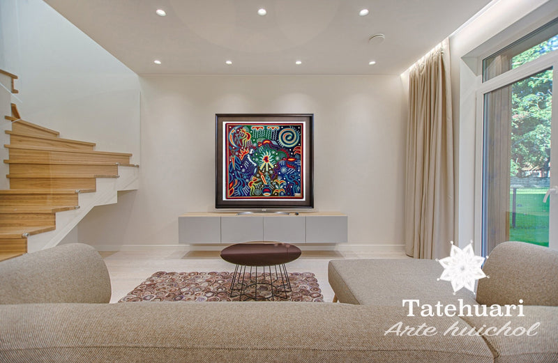 Cuadro o Tabla de Estambre 60 X 60 cms - TATEHUARI, arte huichol