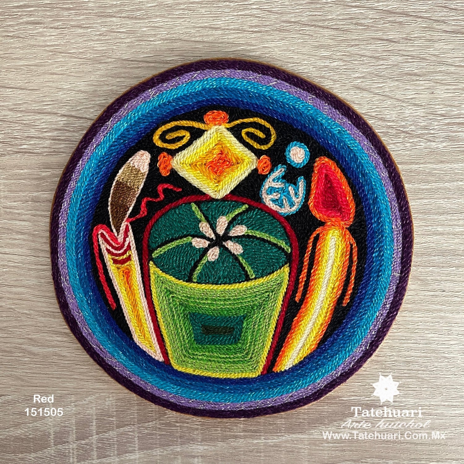 Cuadro o Tabla de Estambre 15 X 15 cms - TATEHUARI, arte huichol