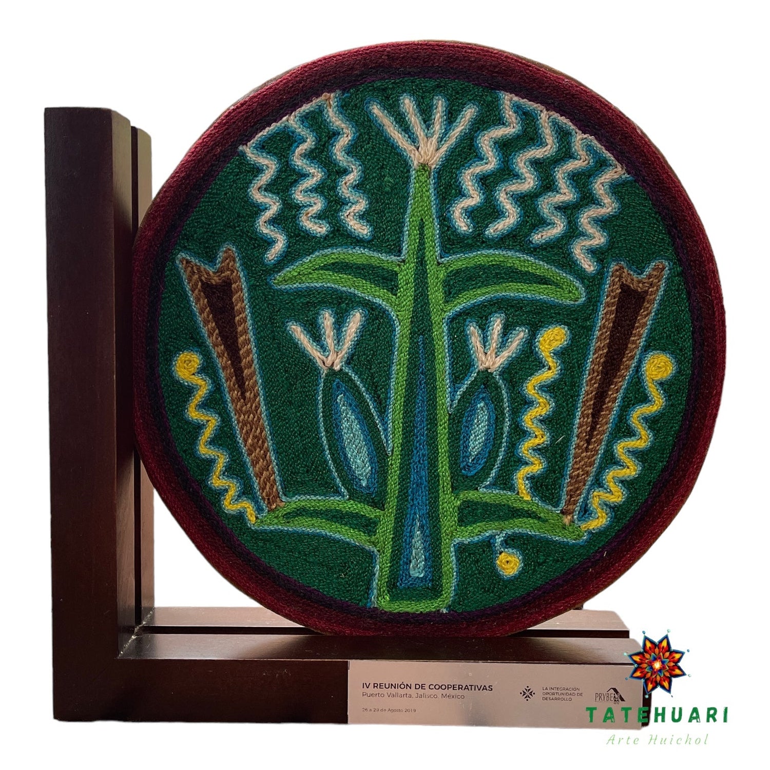 Yarn painting with L-shaped frame - Huichol crafts