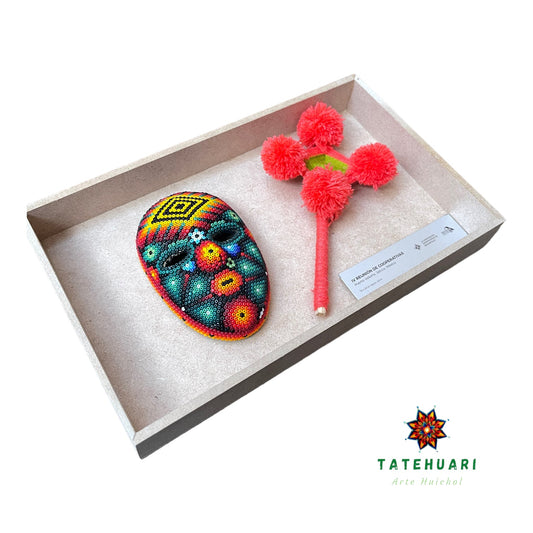 Niche with Mask and God's Eye - Huichol Crafts