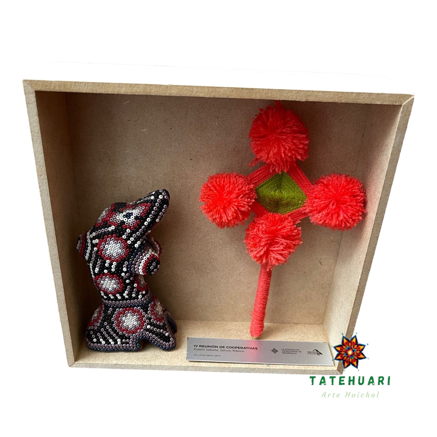 Niche with a small figure and the Eye of God - Huichol art