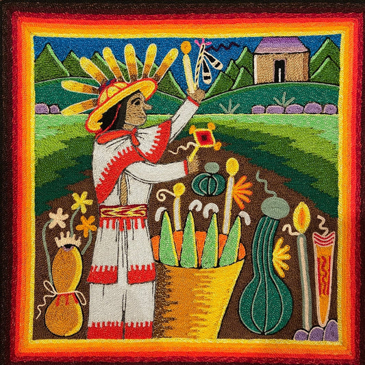 Cuadro de Estambre 303095 - TATEHUARI, arte huichol