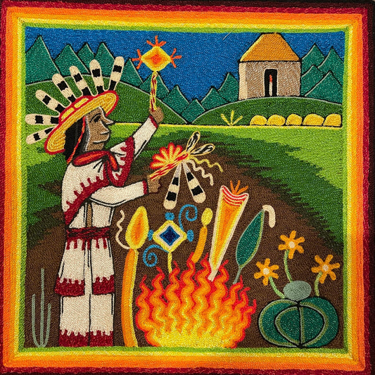 Cuadro de Estambre 303096 - TATEHUARI, arte huichol