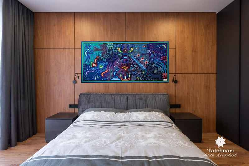 Cuadro o Tabla de Estambre 60 X 120 cms - TATEHUARI, arte huichol