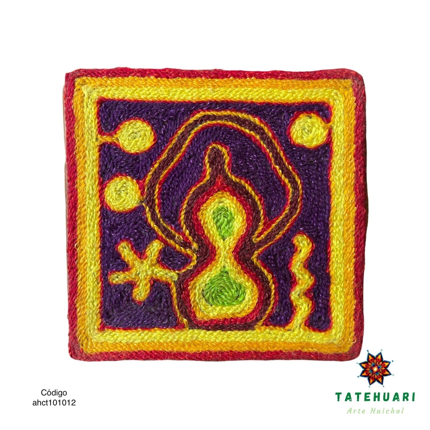 Cuadro o Tabla de Estambre 10 X 10 cms - TATEHUARI, arte huichol