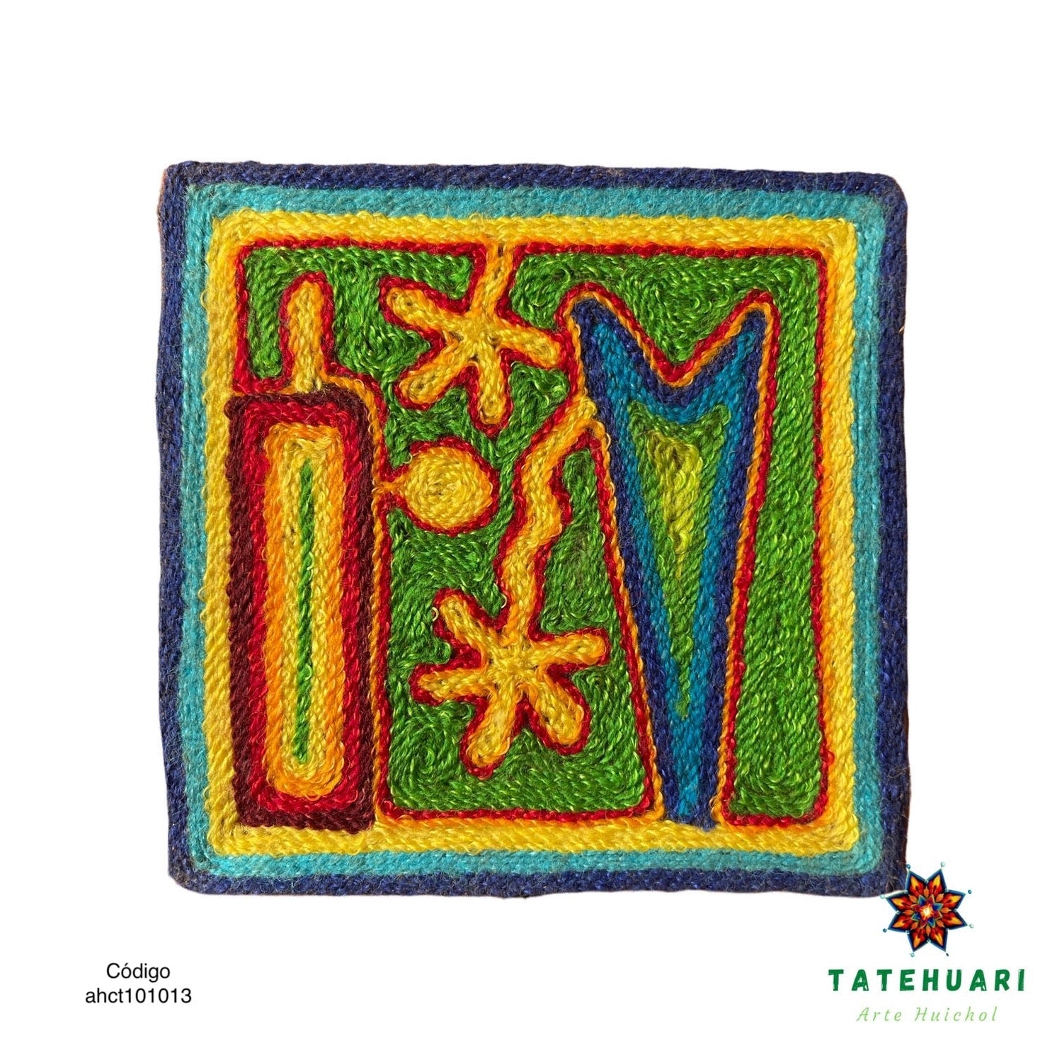 Cuadro o Tabla de Estambre 10 X 10 cms - TATEHUARI, arte huichol