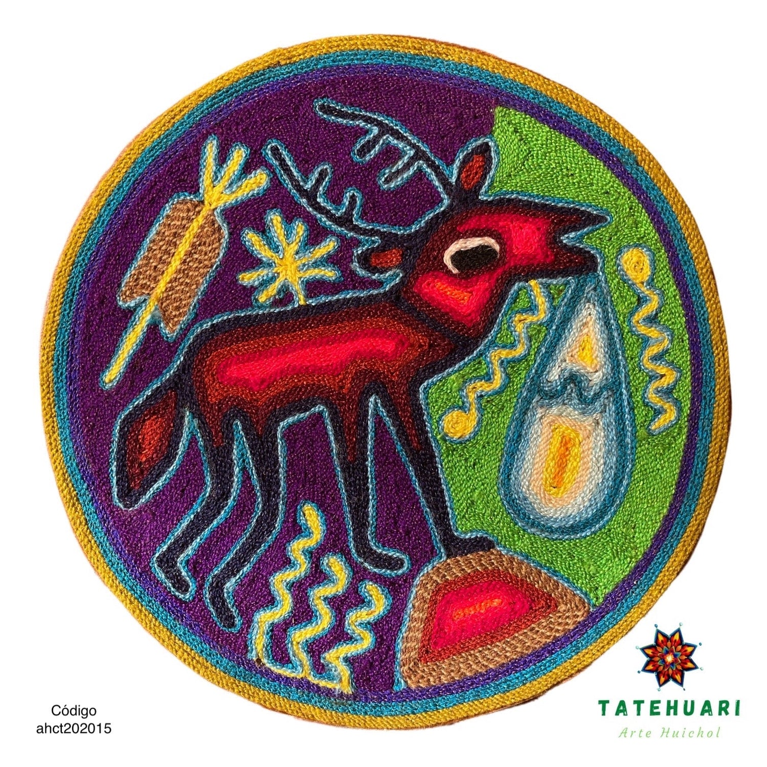 Cuadro o Tabla de Estambre 20 X 20 cms - TATEHUARI, arte huichol