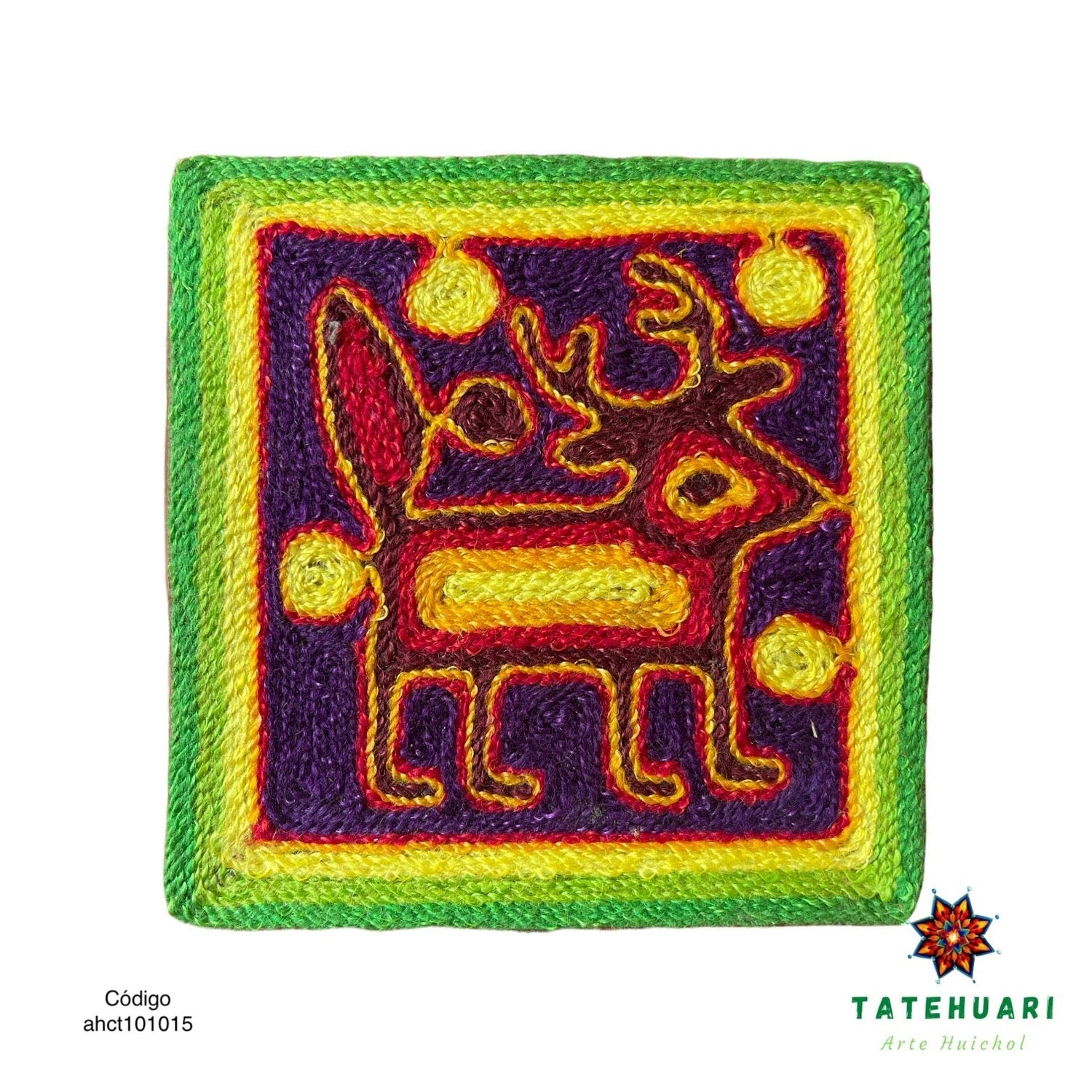 Cuadro o Tabla de Estambre 10 X 10 cms - TATEHUARI, arte huichol
