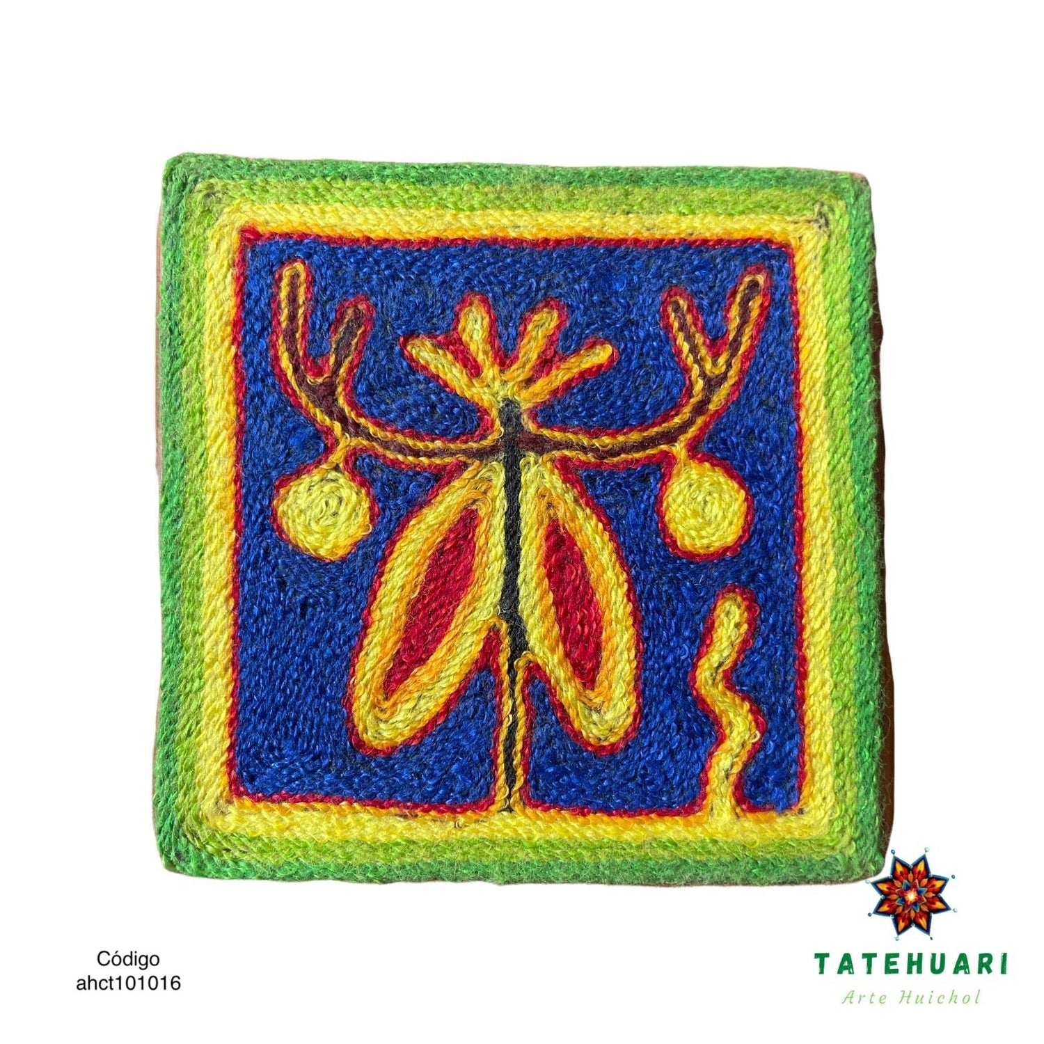 Cuadro o Tabla de Estambre 10 X 10 cms - TATEHUARI, arte huichol