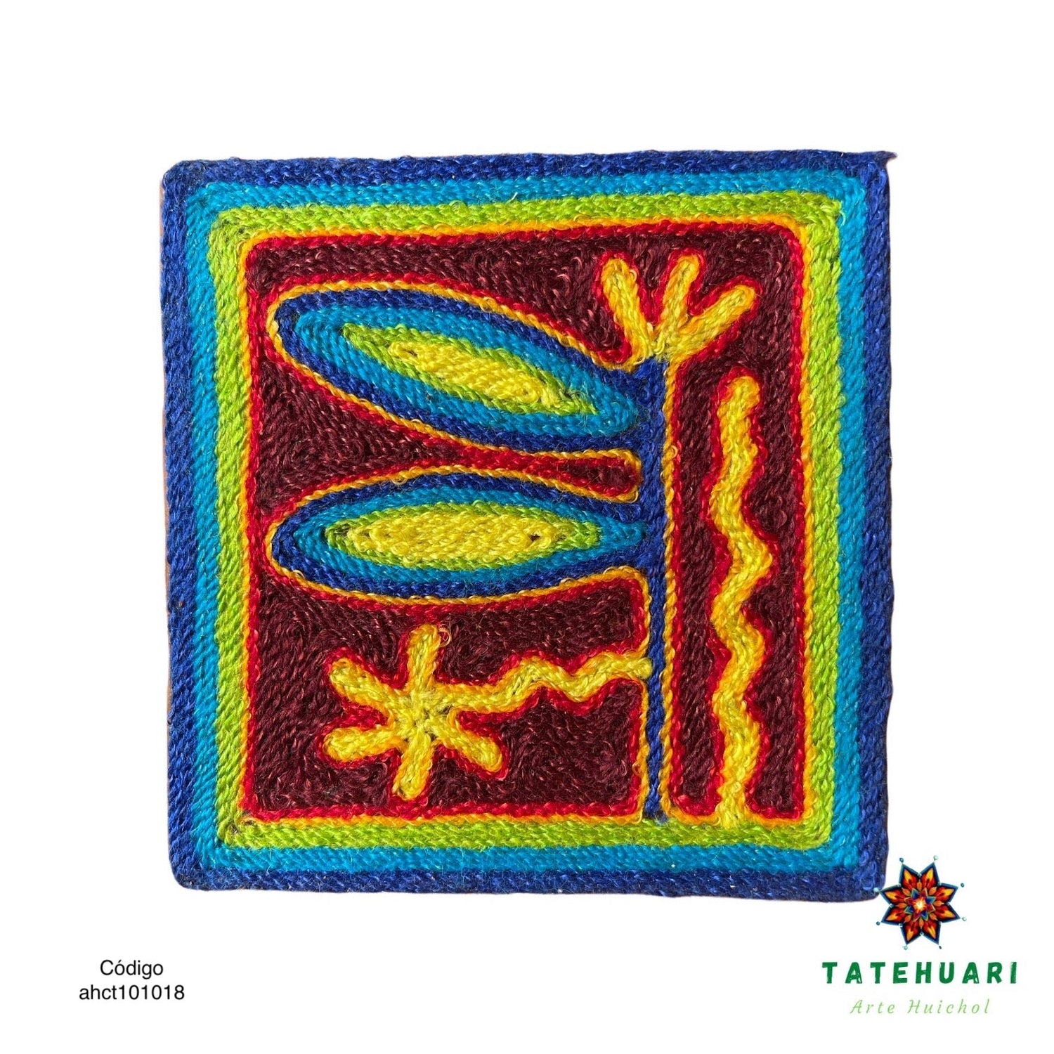 Cuadro o Tabla de Estambre 10 X 10 cms - TATEHUARI, arte huichol