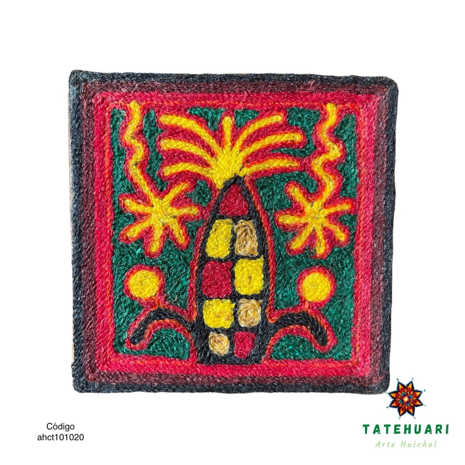 Cuadro o Tabla de Estambre 10 X 10 cms - TATEHUARI, arte huichol
