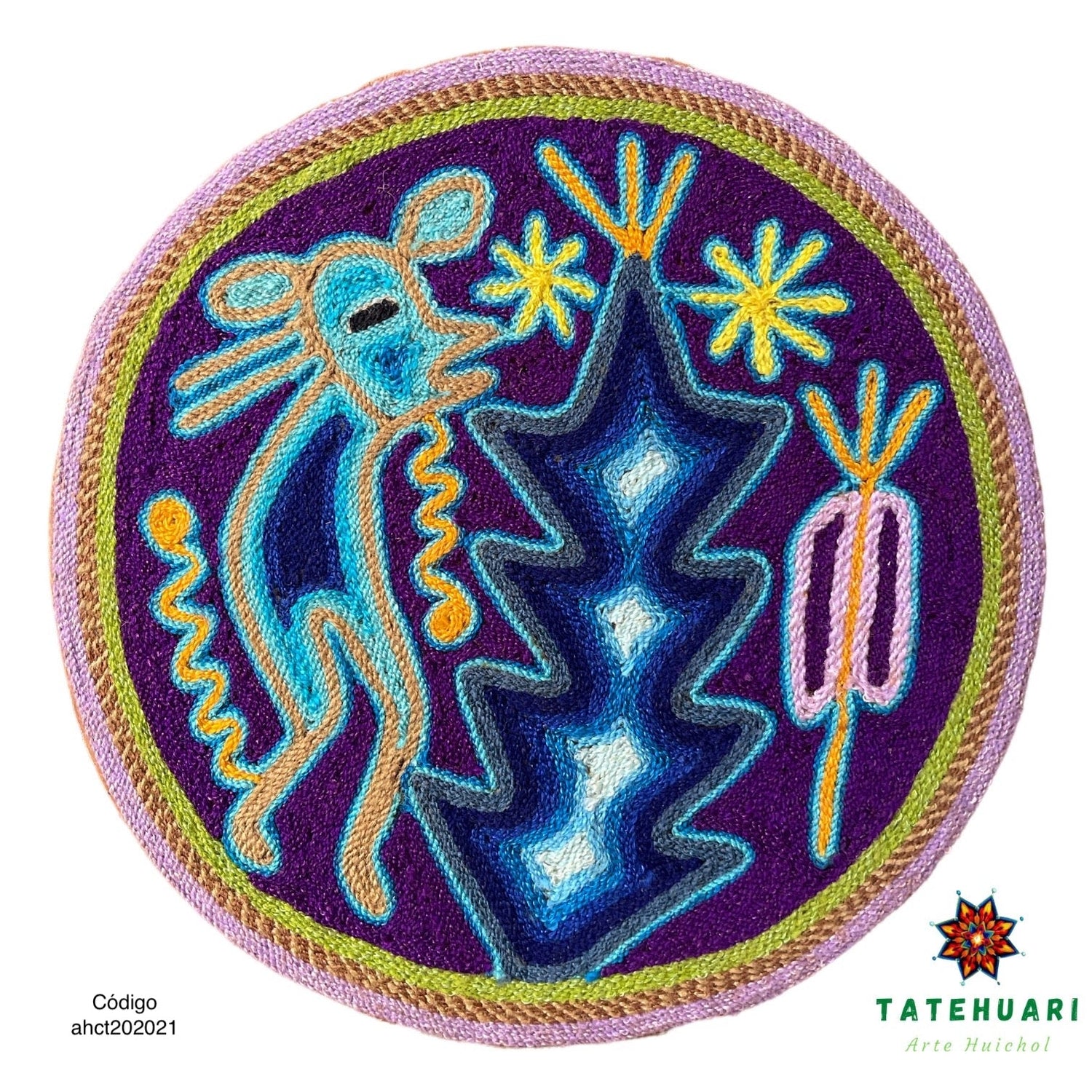 Cuadro 20 cms redondo CUADEST07 - TATEHUARI, arte huichol
