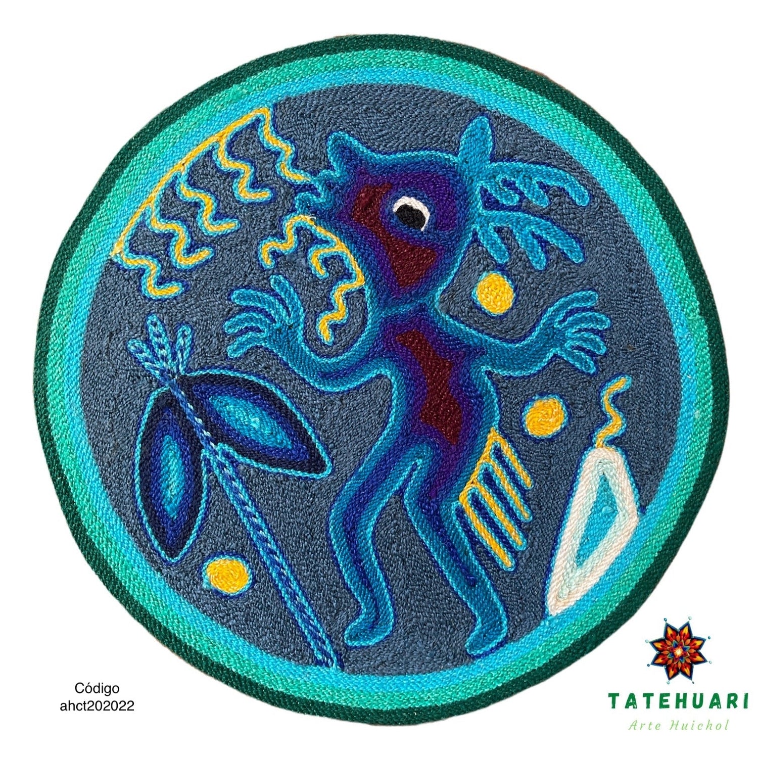 Cuadro 20 cms redondo CUADEST06 - TATEHUARI, arte huichol