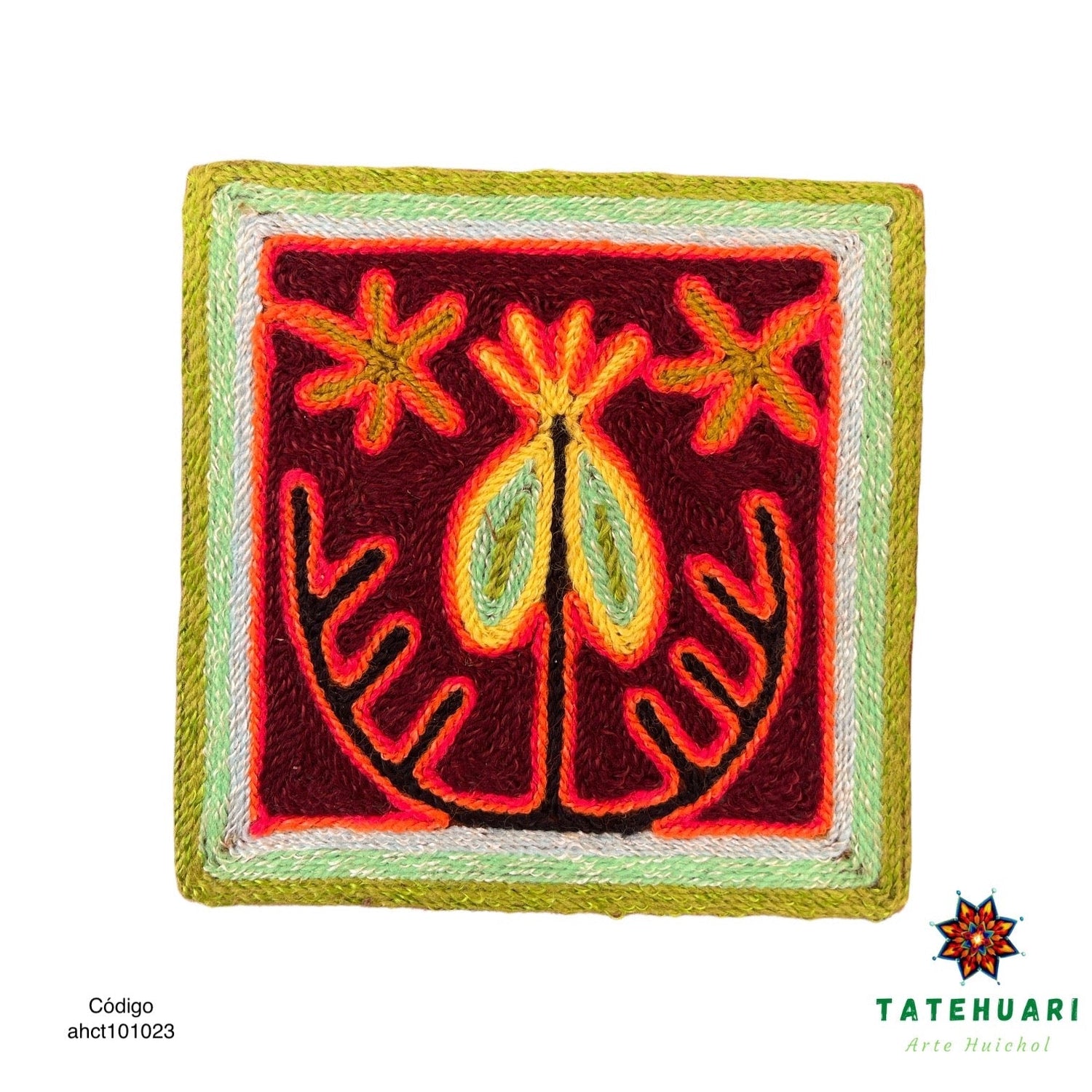 Cuadro o Tabla de Estambre 10 X 10 cms - TATEHUARI, arte huichol