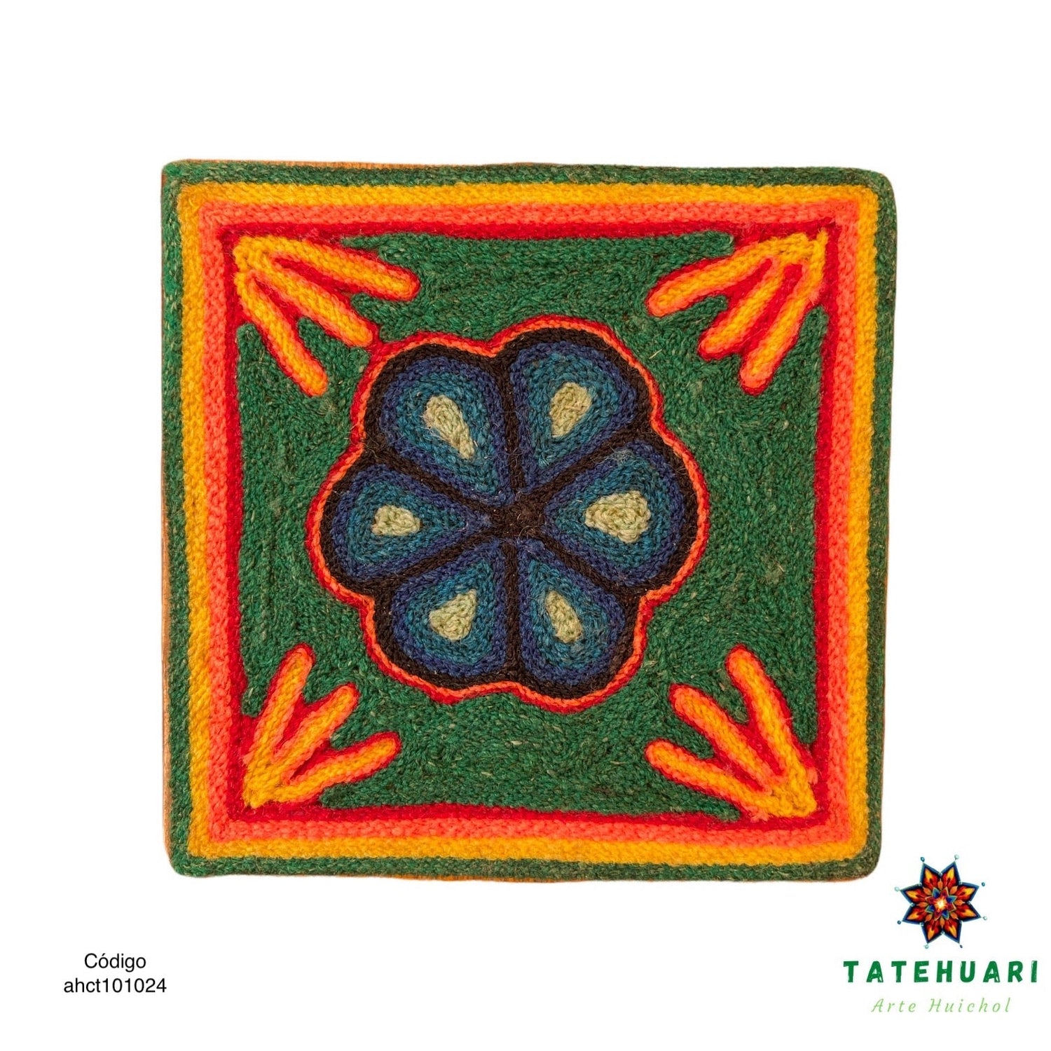Cuadro o Tabla de Estambre 10 X 10 cms - TATEHUARI, arte huichol