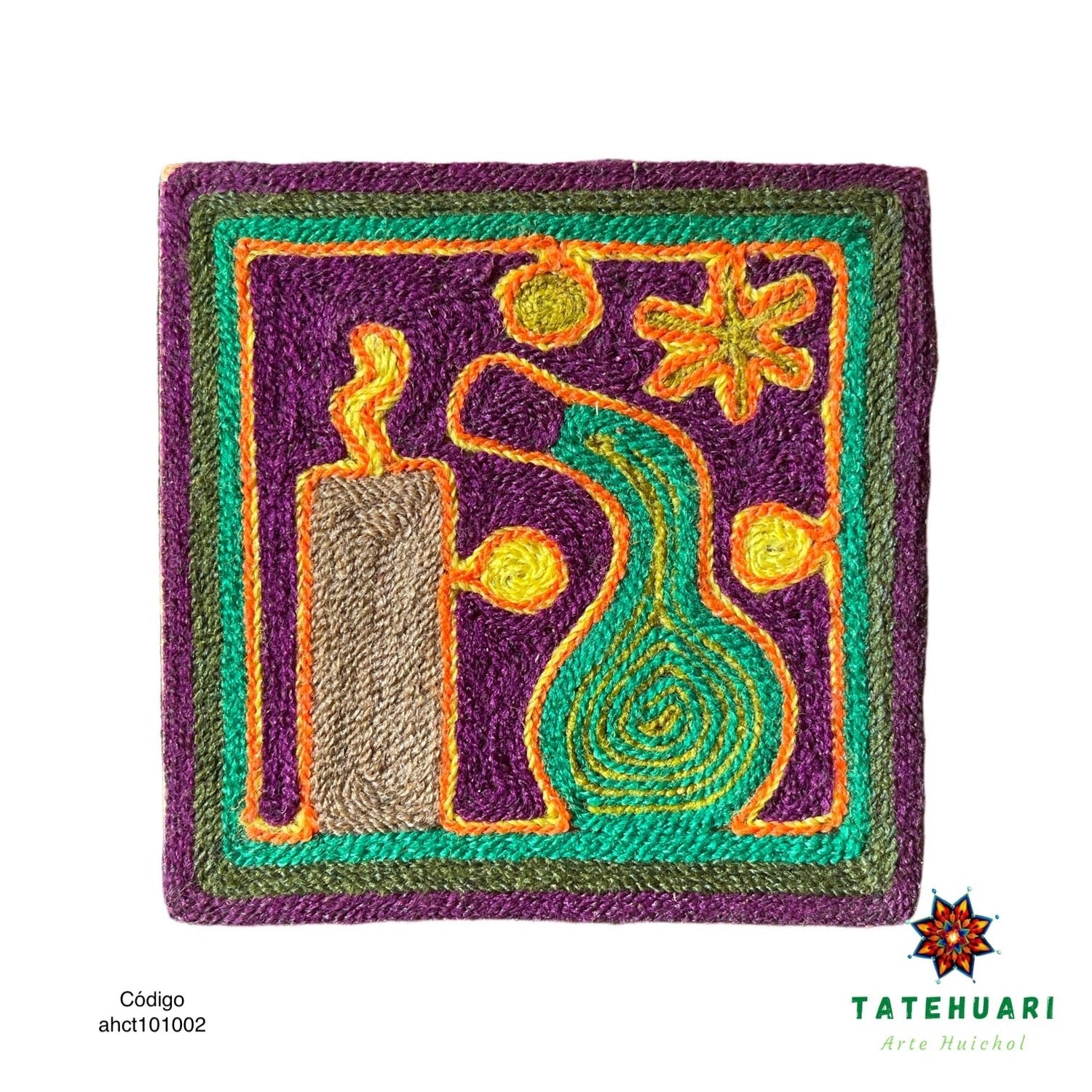 Cuadro o Tabla de Estambre 10 X 10 cms - TATEHUARI, arte huichol