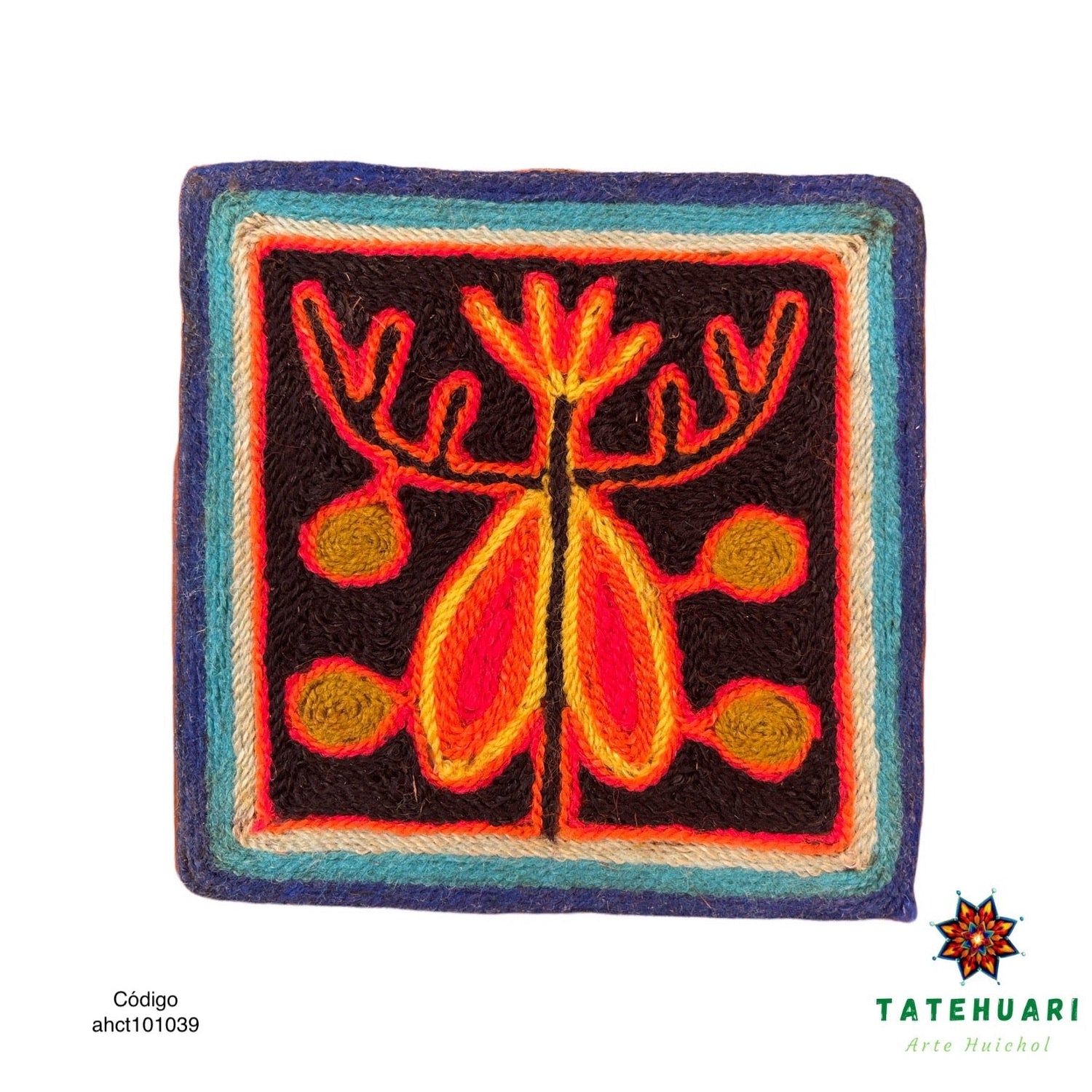 Cuadro o Tabla de Estambre 10 X 10 cms - TATEHUARI, arte huichol