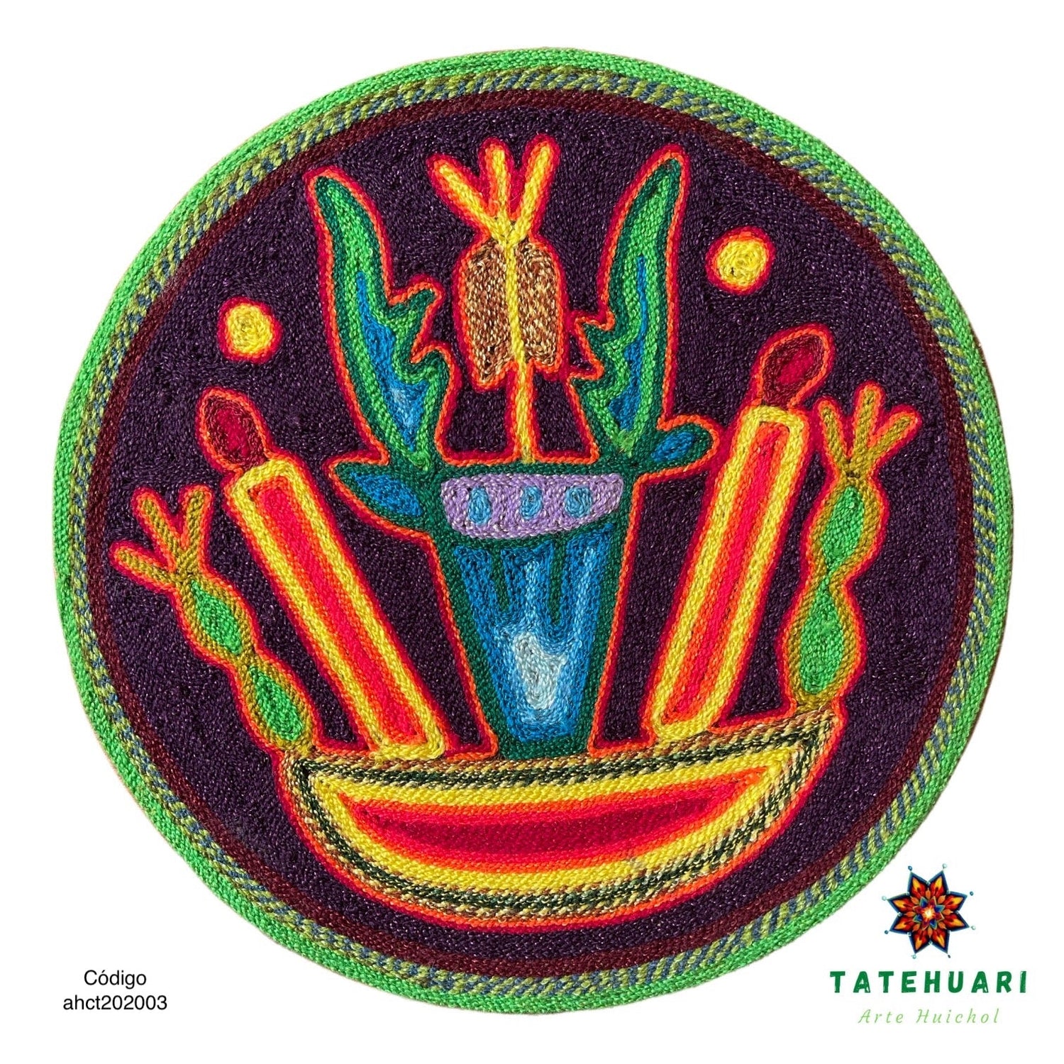 Cuadro o Tabla de Estambre 20 X 20 cms - TATEHUARI, arte huichol