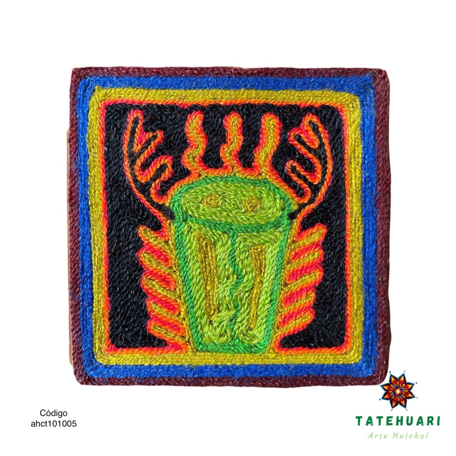 Cuadro o Tabla de Estambre 10 X 10 cms - TATEHUARI, arte huichol