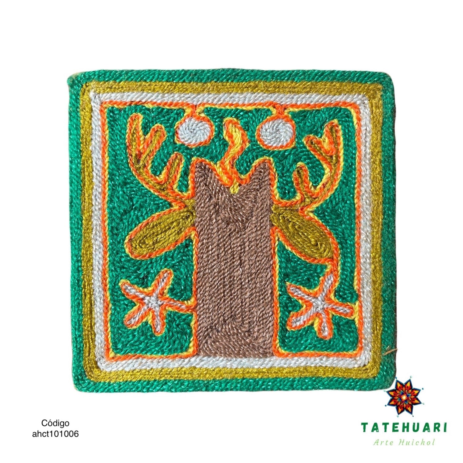 Cuadro o Tabla de Estambre 10 X 10 cms - TATEHUARI, arte huichol