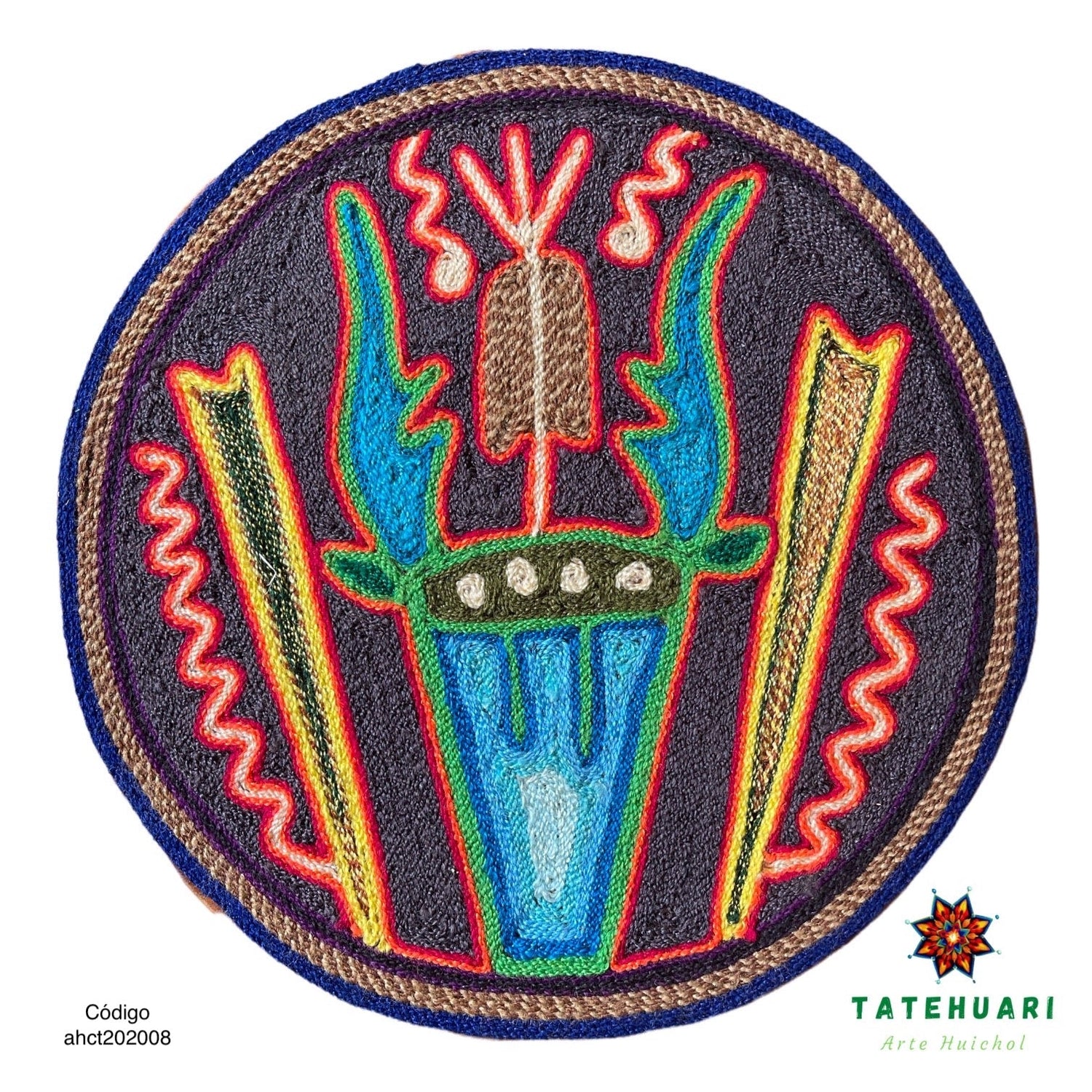 Cuadro 20 cms redondo CUADEST16 - TATEHUARI, arte huichol